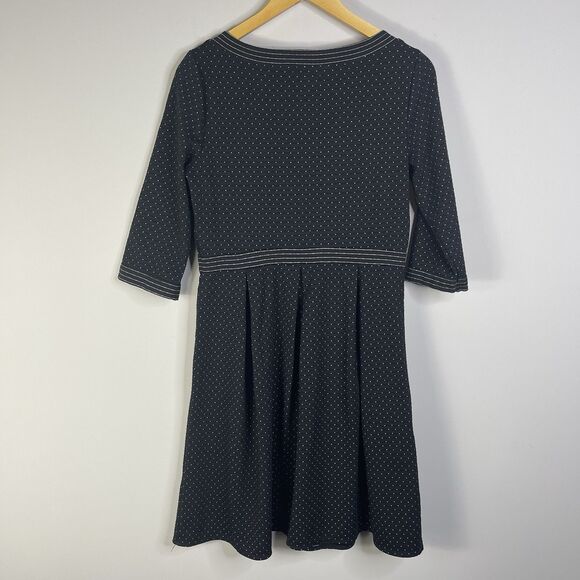 Max Studio Jersey Knit Dress Polka dot Black & White Fit & Flare 3/4 Sleeve M - Picture 8 of 10